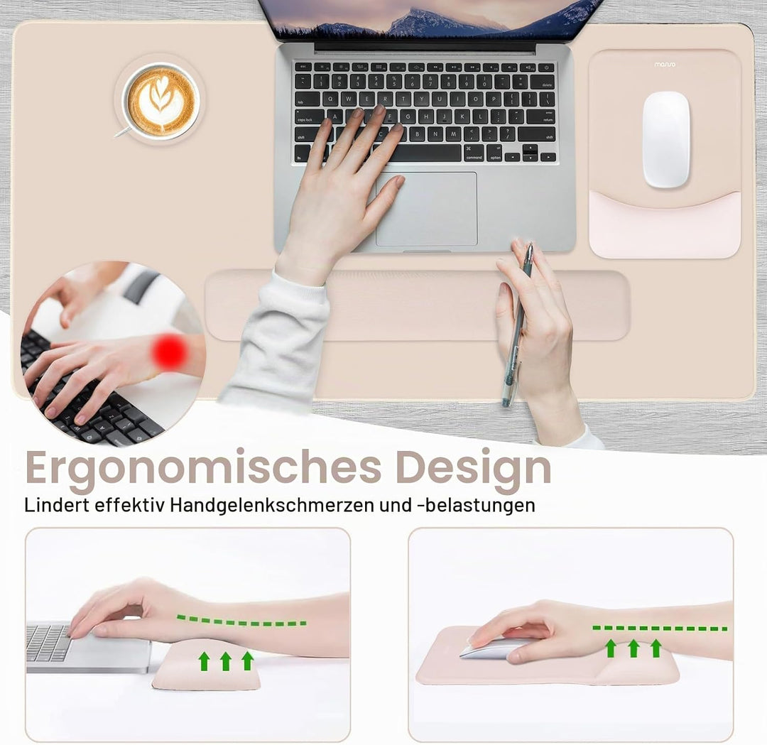 MOSISO Tastatur Mauspad Set,Grosses Mauspad&amp;Rechteckige Tastatur Handgelenkauflage mit Handgelenkauf
