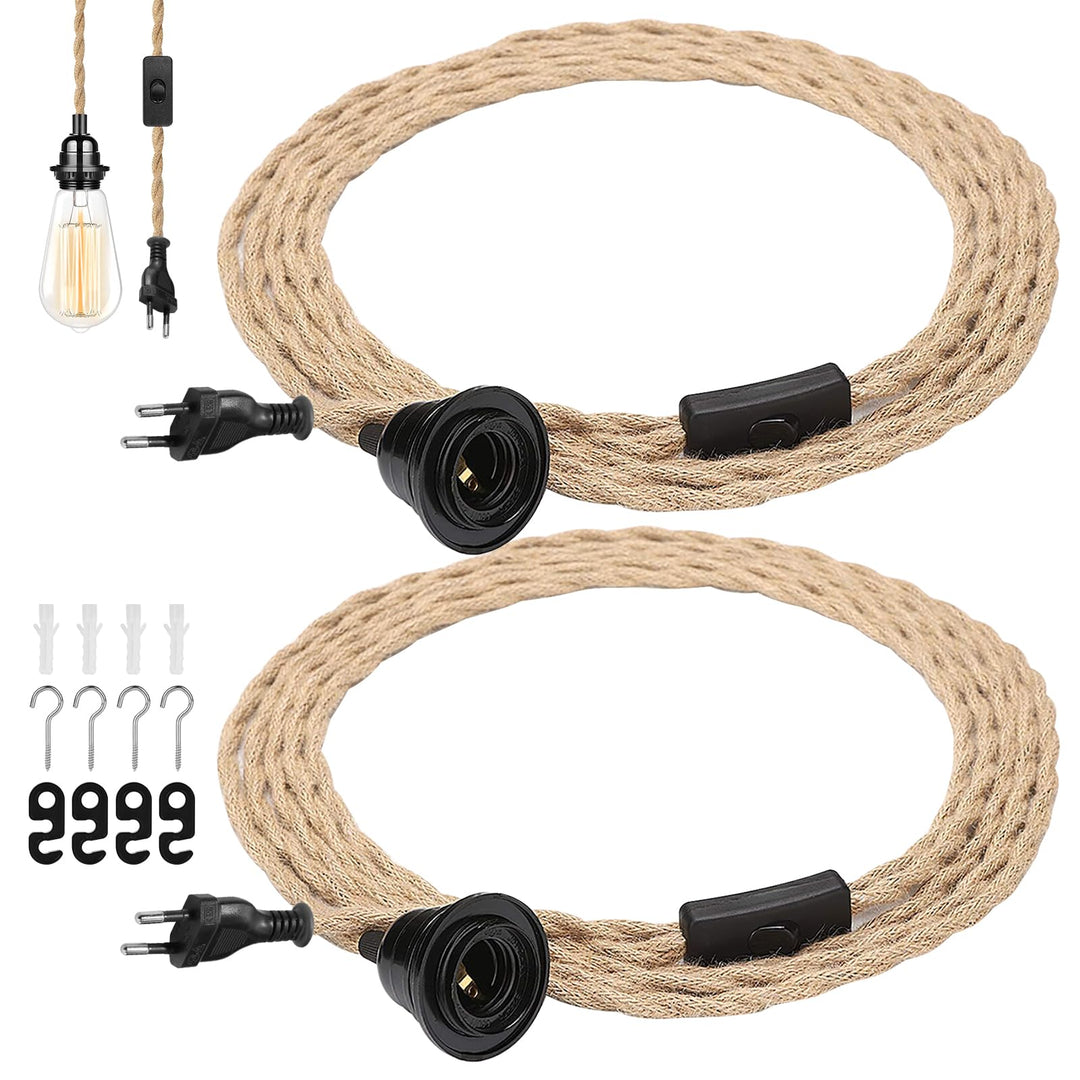 2pcs Vintage Hängelampe Mit Stecker E27 Lampenfassung Pendelleuchte Mit Stecker Vintage Lampenkabel