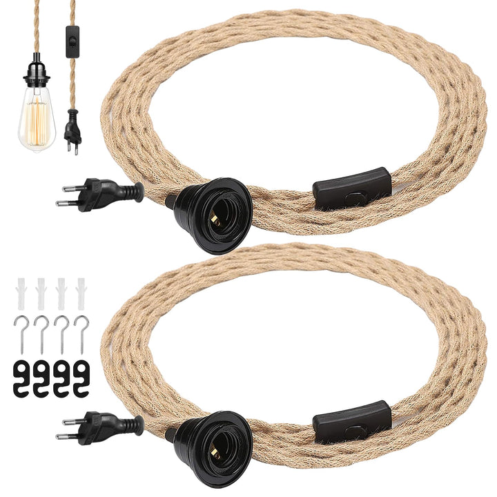 2pcs Vintage Hängelampe Mit Stecker E27 Lampenfassung Pendelleuchte Mit Stecker Vintage Lampenkabel