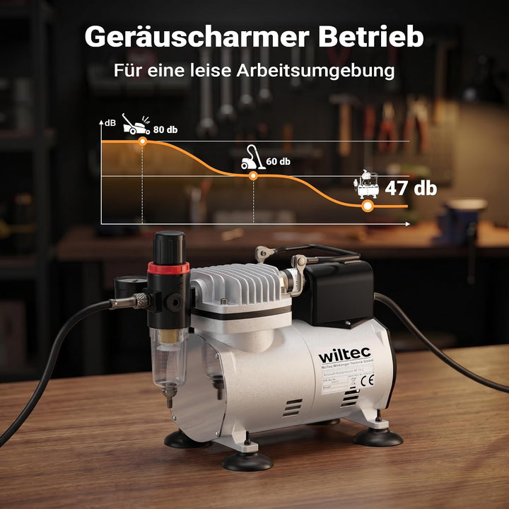Airbrush Kompressor AF18-2 Membrankompressor 4 bar Abschaltautomatik Manometer