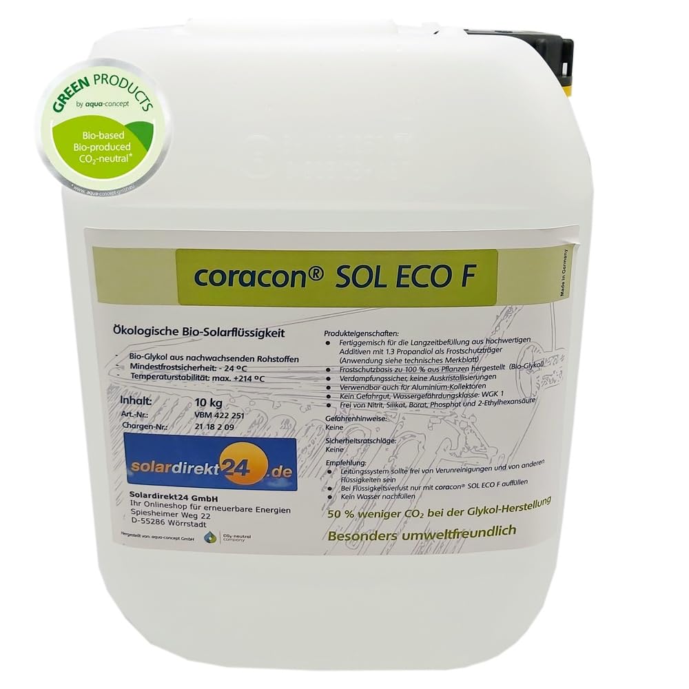 10 Liter Ökologische Solarflüssigkeit Coracon Sol ECO F - OHNE Rohöl