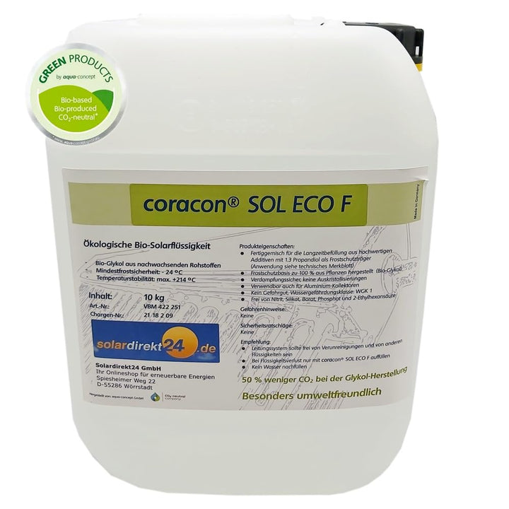 10 Liter Ökologische Solarflüssigkeit Coracon Sol ECO F - OHNE Rohöl