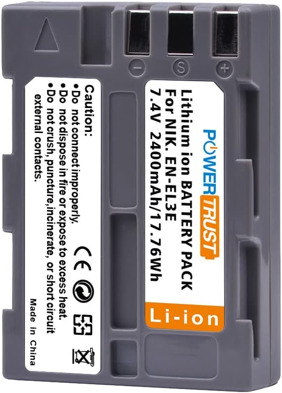 PowerTrust 2Pcs EN-EL3 EN-EL3e Akku und Ladegerät für Nikon D300S, D700, D90, D300, D80, D200, D50,