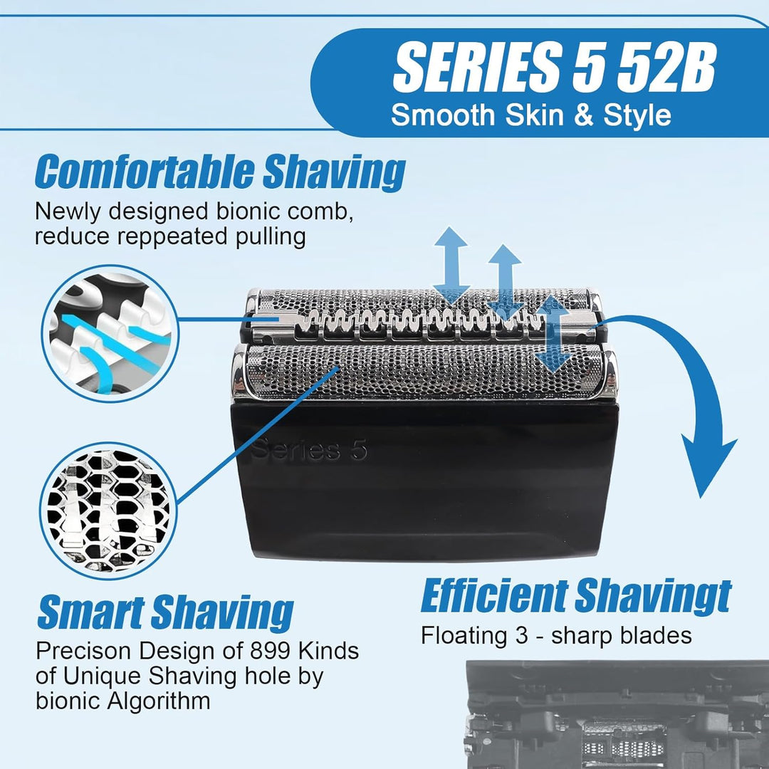 2 Stück 52B Scherkopf Serie 5, Elektrischer S5 Rasierkopf Kompatibel Mit Braun Series 5, S5 Scherkop