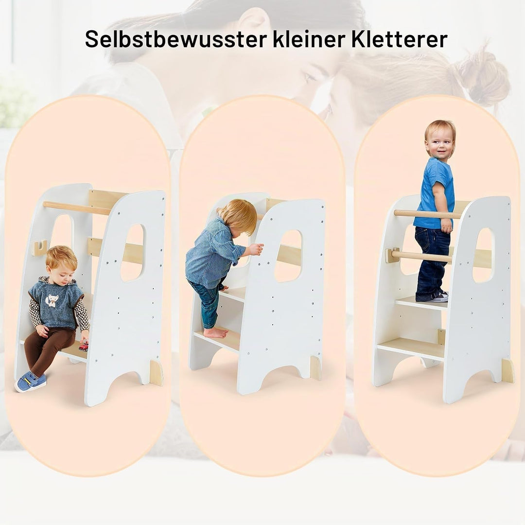 Ezebaby Lernturm ab 1 Jahr, Learning Tower, Höhenverstellbar Montessori Lernturm mit Kippschutz, Abn