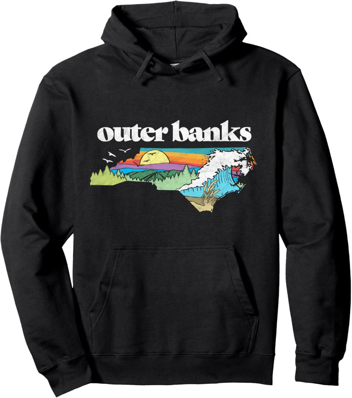Outer Banks North Carolina Outdoors Retro Nature Pullover Hoodie