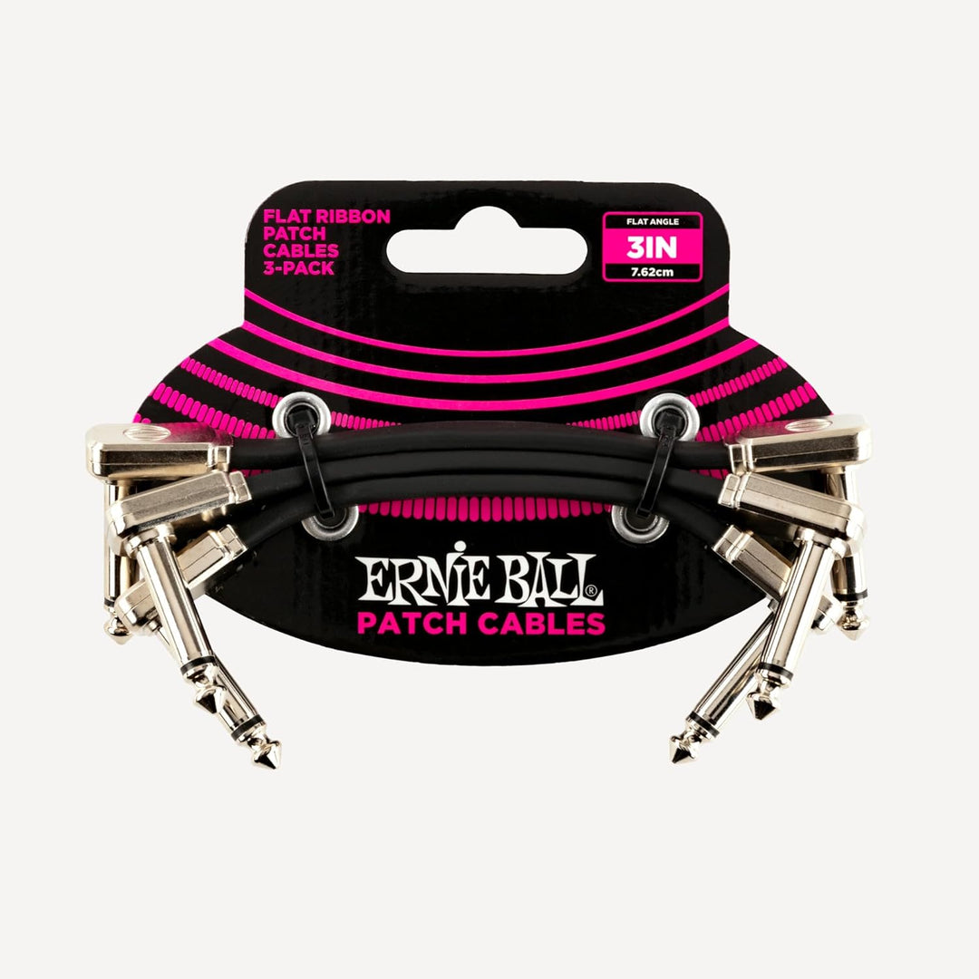 Ernie Ball Flachband-Patchkabel, 3er-Pack, 7,62 cm Schwarz 7,6 cm 3 Stück, Schwarz 7,6 cm 3 Stück
