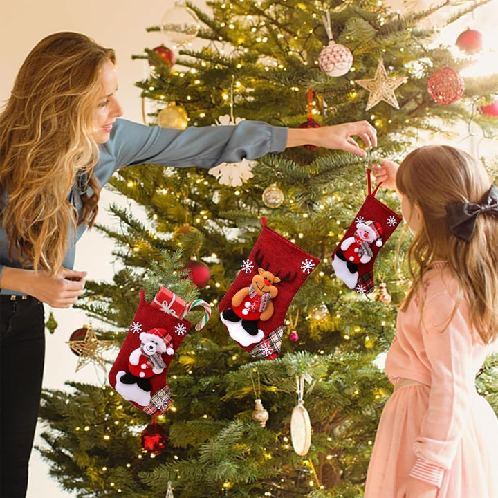 Nikolausstrumpf Kinder 4er Set, Weihnachten Geschenktasche Personalisierte Xmas Socken, Rot Nikolaus