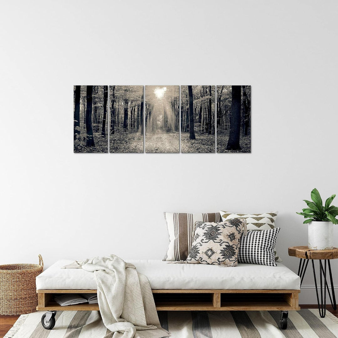 Runa Art Bild Wald Landschaft Wandbilder auf Vlies Leinwand 5 Teilig Wanddekoration Schlafzimmer Woh