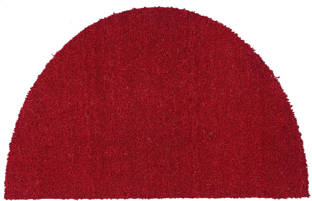 Carpido rutschfeste Kokosmatte - 60 x 90 cm Halbrund Rot - Nachhaltige Naturfaser für den überdachte