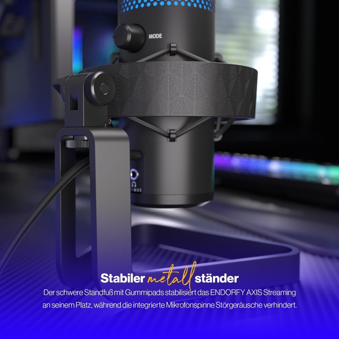 ENDORFY AXIS Streaming, hochwertiges Mikrofon mit Kugelcharakteristik, RGB-Hintergrundbeleuchtung |