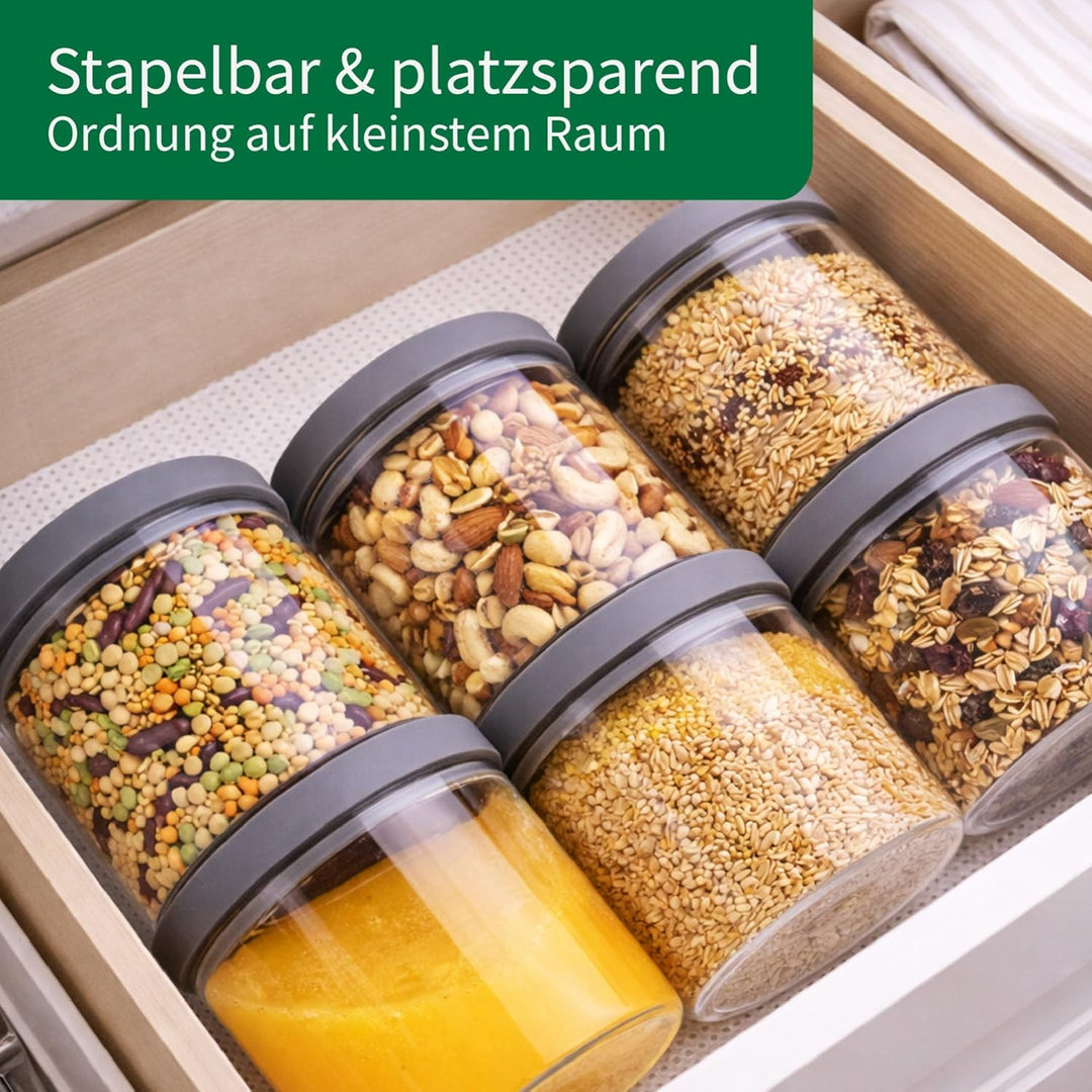 FACKELMANN Chefkoch trifft 4er Set Vorratsbehälter mit Glasdeckel – 500 ml, Borosilikatglas, luftdic