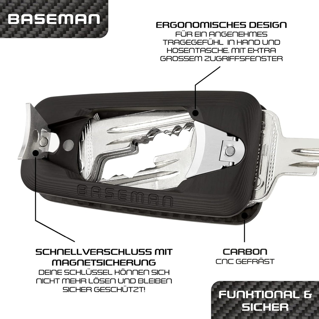 BASEMAN® Key Organizer Carbon – der innovative Schlüssel Organizer ordnet Schlüssel mit Stil und bri
