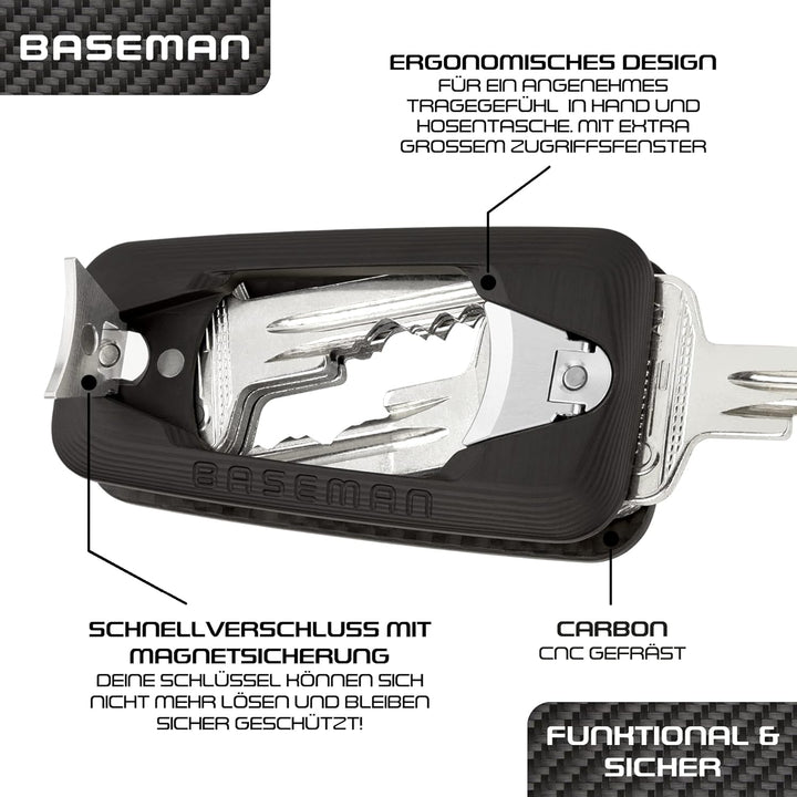 BASEMAN® Key Organizer Carbon – der innovative Schlüssel Organizer ordnet Schlüssel mit Stil und bri