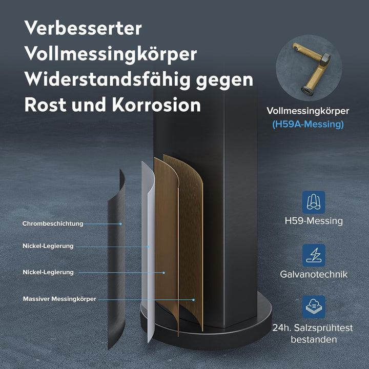 doporro Wasserhahn Bad, Waschtischarmatur mit Auslaufhöhe 156 mm, Vollmessing-Körper，Mischbatterie f
