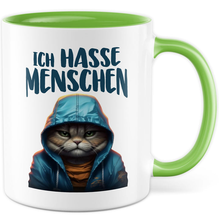 Tasse mit Spruch lustig Schwarzer Humor Geschenk Ich hasse Menschen Kaffeetasse Witz Büro Kollege Be