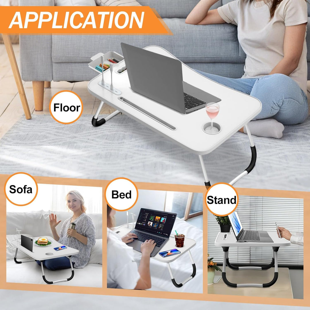 Klappbarer Laptop-Schreibtisch 60x40cm – Leichter, Multifunktionaler Bett Schreibtisch mit Kartensch