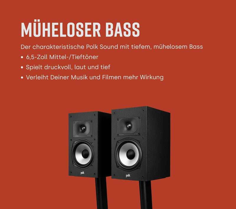 Polk Audio Monitor XT20 Regallautsprecher, Stereolautsprecher, Surround Lautsprecher, Hi-Res Zertifi