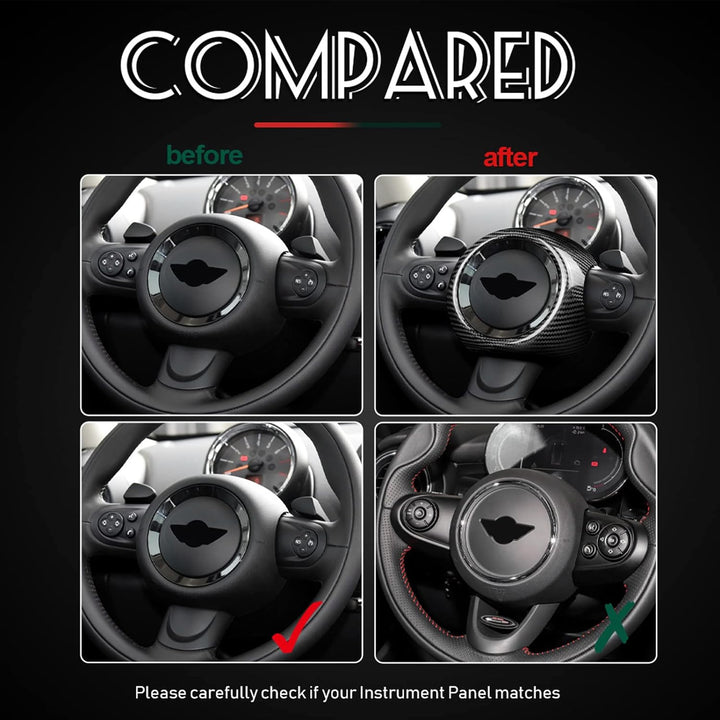 KUNGKIC Auto-Lenkrad-Airbag Abdeckung Aufkleber Kohlefaser für Mini Cooper Clubman R55 R56 R57 R58 R