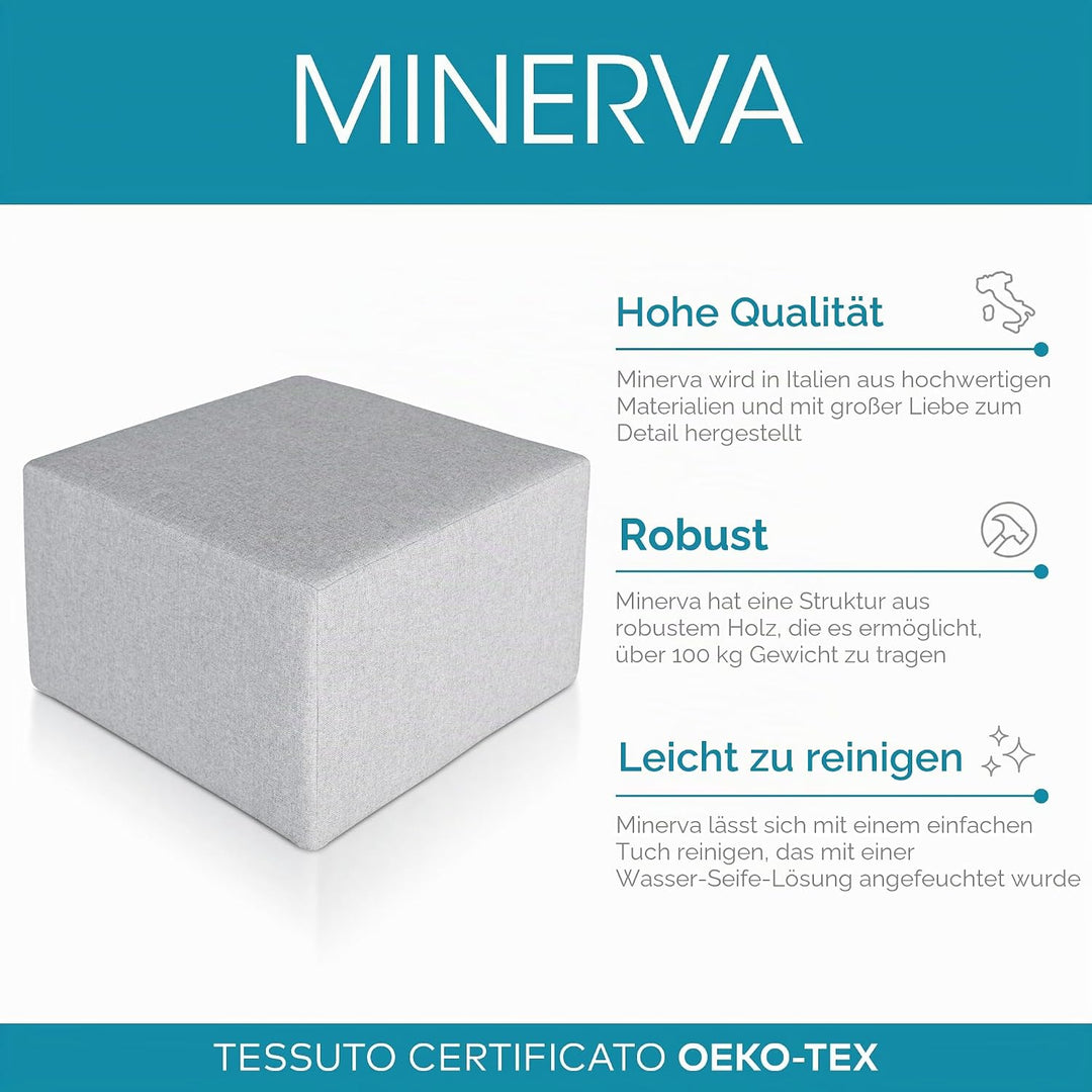 Deshome Pouf hocker Fussstütze 63x63x44 cm Wasserabweisender Stoff: Modernes Design Pouf für Sofa Wo