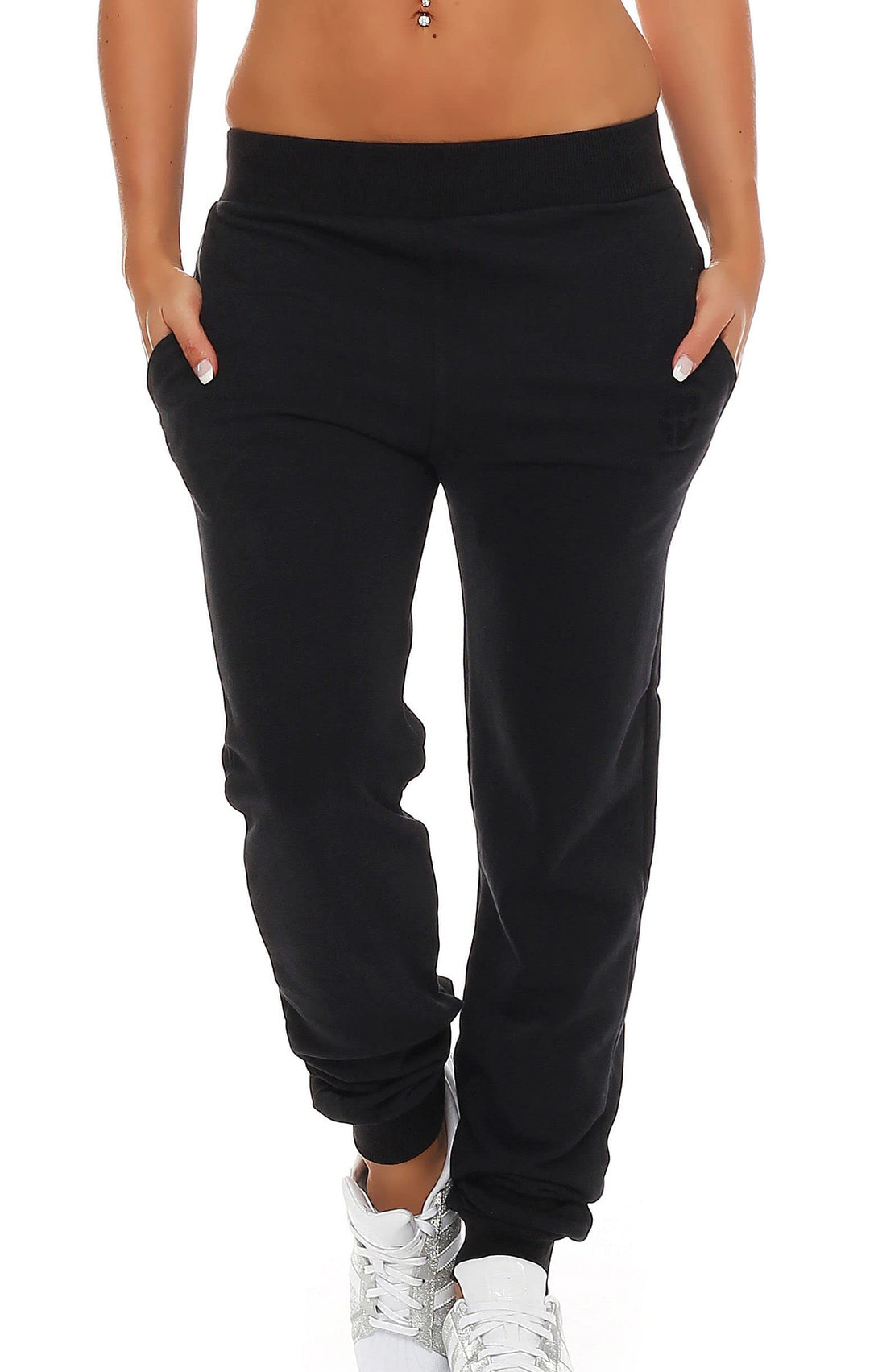 Gennadi Hoppe Damen Jogginghose Komfortable Trainingshose für Sport und Freizeit M Schwarz (Black),