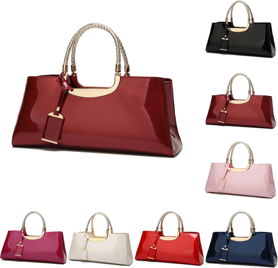 Coolives Damen Handtasche Tasche aus PU-Lackleder Henkeltasche Abendtasche Schultertasche Umhängetas