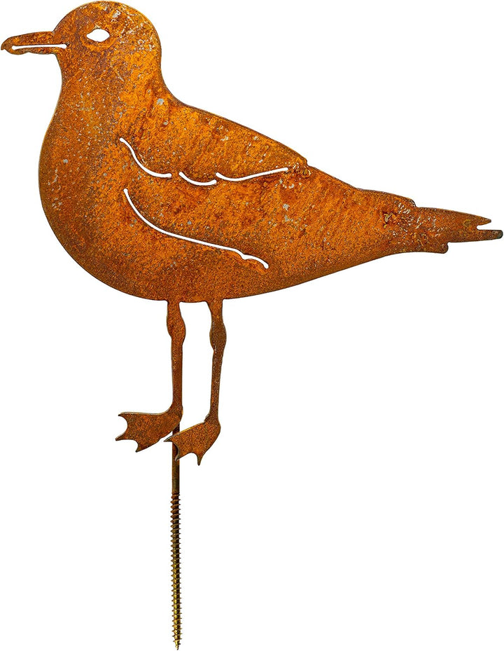 Möwe Gartenstecker - Edelrost Gartendeko Metall - Vogel Figuren Garten Zaunstecker - Deko Garten - D