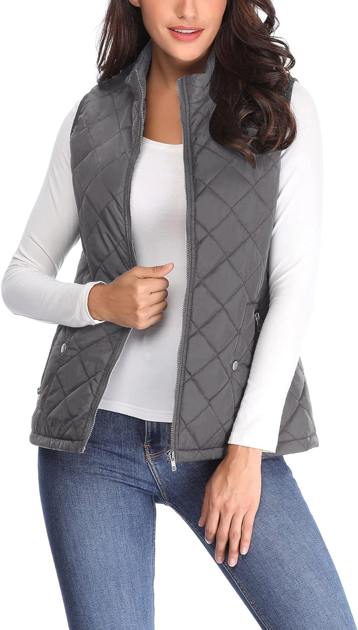 MISS MOLY Damen Weste mit Stehkragen Weste Jacke Winter Warm Ultraleicht Dunkelgrau 34, Dunkelgrau 3