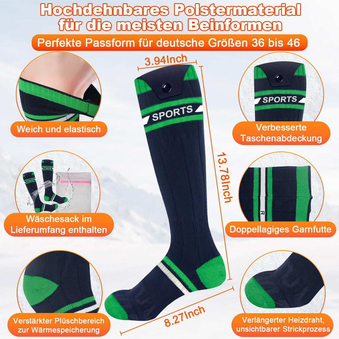 Beheizbare Socken Beheizte Socken,Heizsocken Skisocken 8000 mAh Wiederaufladbare Warme Socken Fusswä