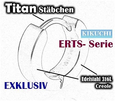Kikuchi Klapp Creolen Titan Stäbchen Edelstahl Ohrringe 10mm Breit Schwarz Matt Reliefarbeit Vegvísi