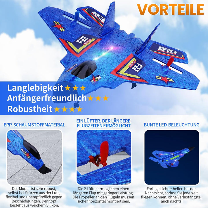 Henakmsl RC Flugzeug 3CH Ferngesteuerter Kämpfer 2.4GHz RC Flugzeug RTF für Anfänger, Kinder und Erw