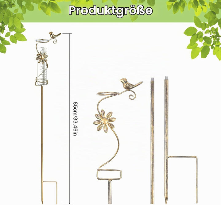 Gartenstecker Regenmesser mit inklusive Skala für genaue Niederschlagsmessung für Hof Deck Rasen Lan