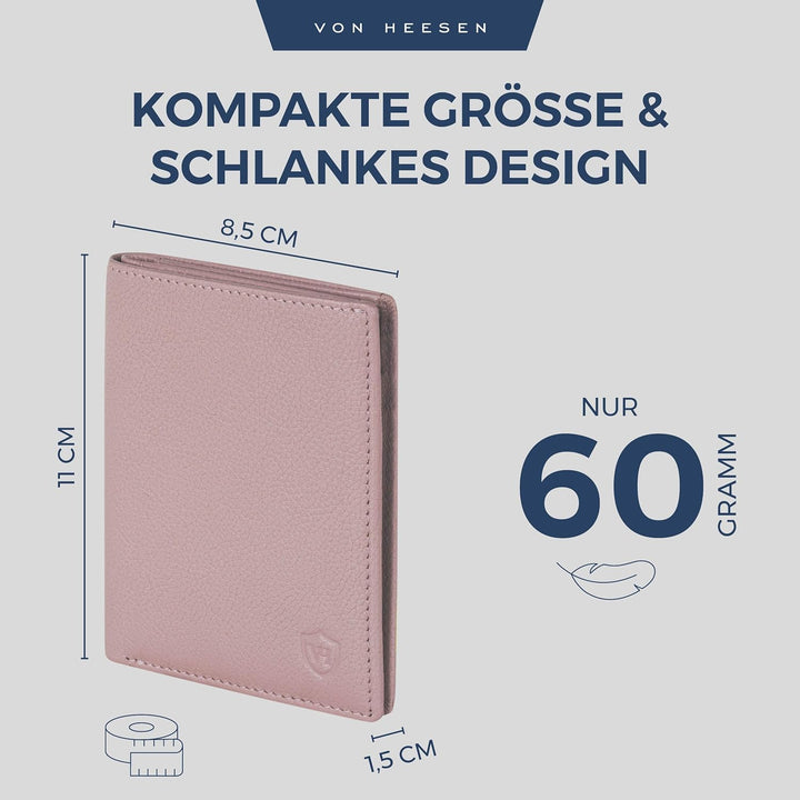 VON HEESEN® Leder Geldbörse Herren &amp; RFID Schutz I Echtleder Geldbeutel für Männer &amp; Damen I Portemo