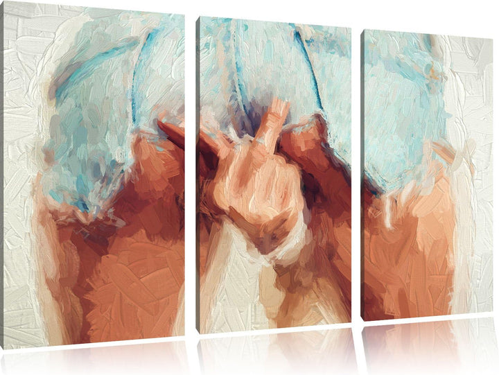 Pixxprint Frau in sexy Pose als Leinwandbild/Grösse: 3 Teilig (120x80 cm) cm/Wandbild/Kunstdruck/fer