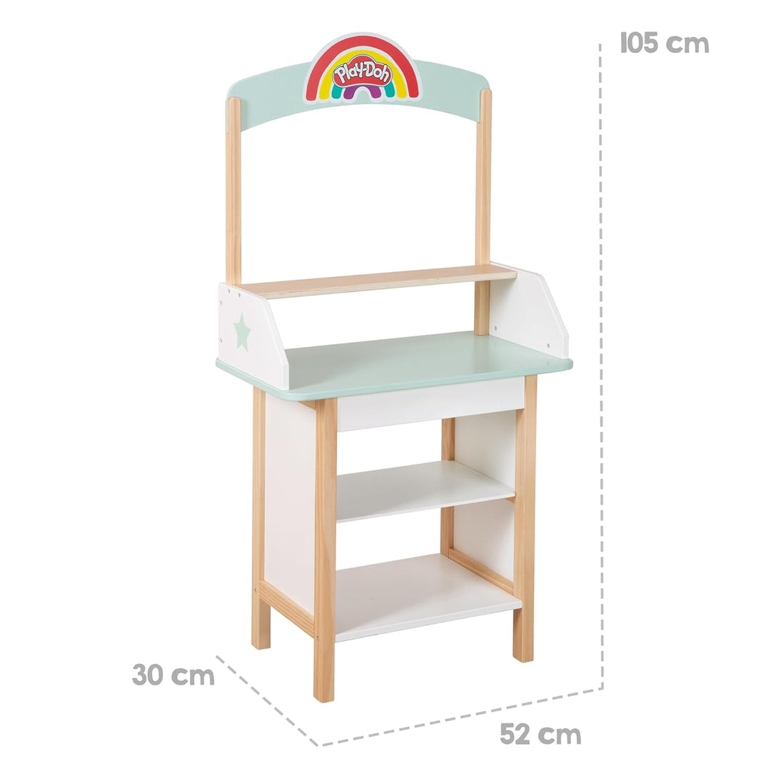 roba x Play-Doh Eisstand - Spielset aus FSC-zertifiziertem Holz mit 12 Knetdosen, Holzwerkzeug, Schü