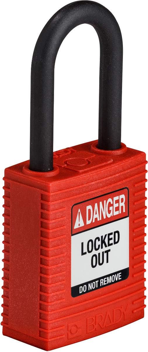 Brady (NYL-RED-38PL-KA3PK) SafeKey Nylon Lockout-Vorhängeschloss Mit Nylon Bügel 38.00 mm Rot KA - G