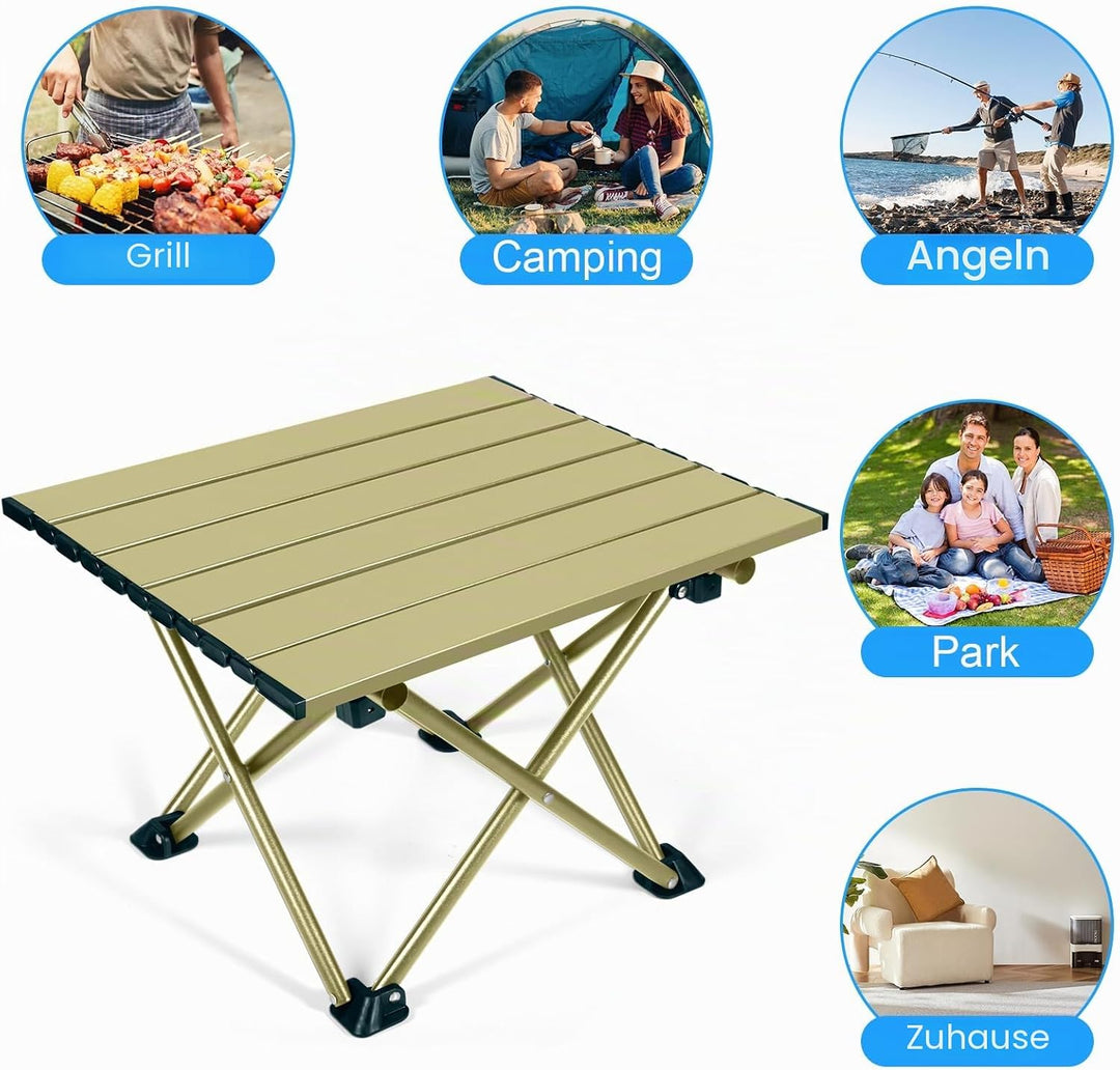 Klappbarer Campingtisch, Ultraleichter Tragbarer Campingtisch aus Karbonstahl mit Tragetasche für Ou