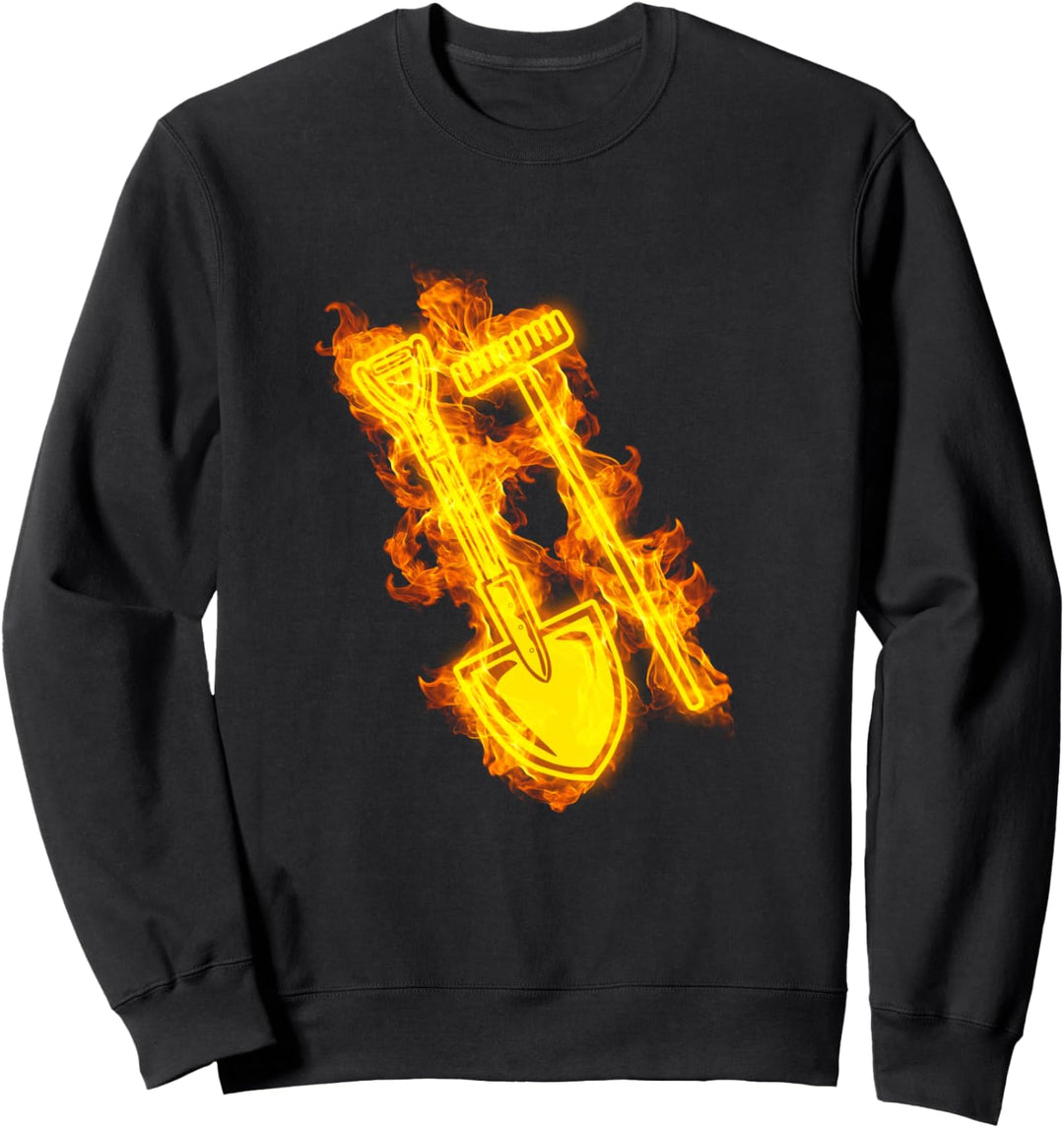 Feuer Spaten und Harken Flammen Landwirt Gärtner Sweatshirt