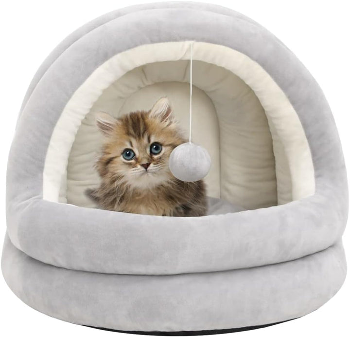 vidaXL Katzenbett 40x40x35cm Grau Creme Hundebett Katzenhöhle Katzen Nest 40 x 40 x 35 cm Grau, 40 x