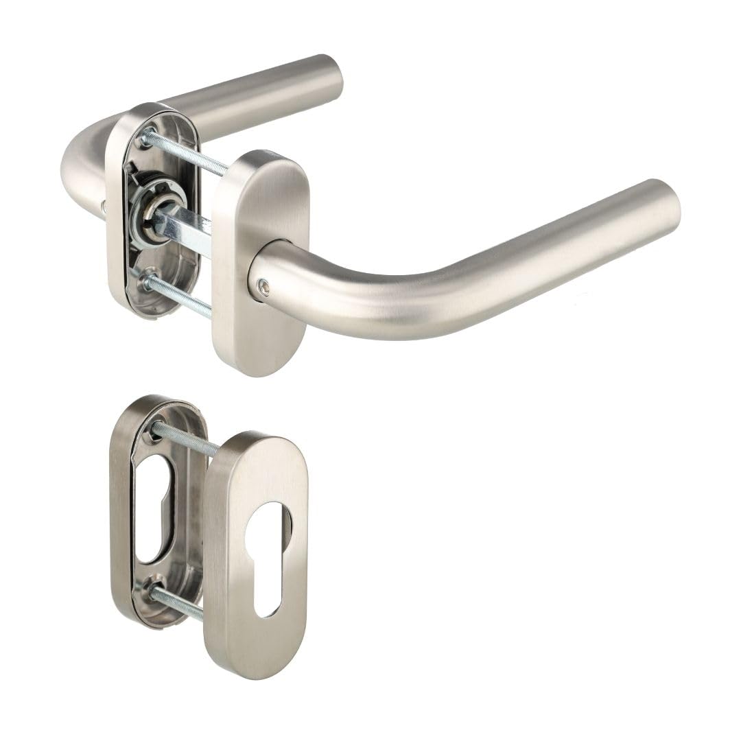 49.420.01 Aperit Türdrucker Silber L-Modell: für Rahmentüren auf Ovalrosette L-Form mit PZ, Silber