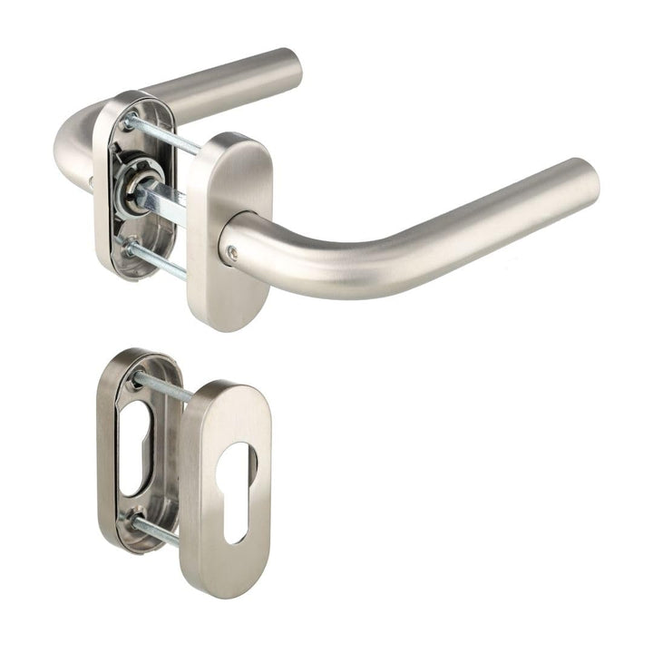 49.420.01 Aperit Türdrucker Silber L-Modell: für Rahmentüren auf Ovalrosette L-Form mit PZ, Silber