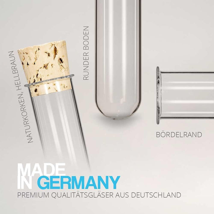 Tuuters 100x Glas Reagenzgläser mit Korken und Bördelrand (160 x Ø 24mm), 160 x Ø 24mm