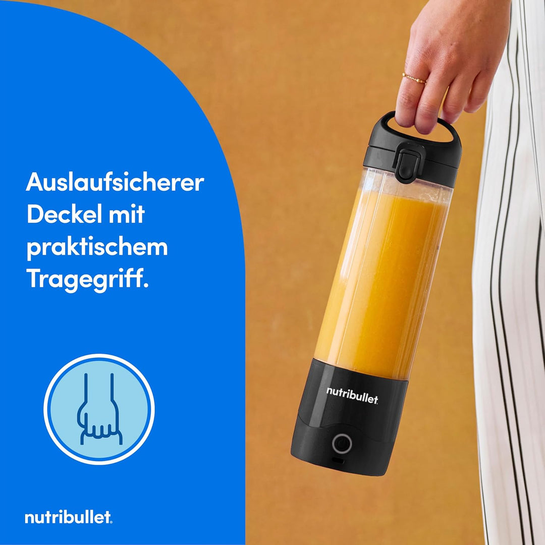 nutribullet Portable Mixer, 475ml BPA-freies Tritan Becher, Mini-Mixer mit 4-Punkt-Edelstahlklinge,