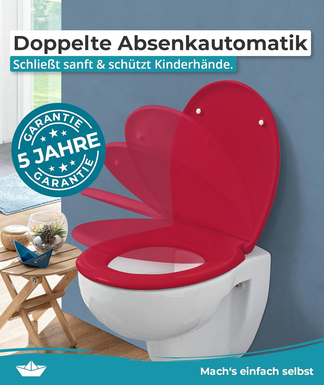 Calmwaters® Premium WC Sitz einfache Montage, Toilettendeckel bis 250 kg, Made in EU, antibakteriell