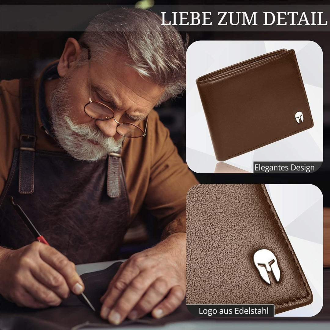 SPARTANO Herren Geldbörse, Herren Wallet mit RFID-Schutz, mit Münzfach, Portemonnaie mit 11 Kreditka