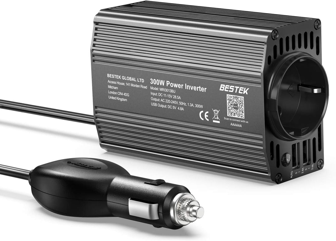 BESTEK 300W Wechselrichter/Spannungswandler 12v 230v /Stromwandler Inverter 12v auf 230v /mit Zertif