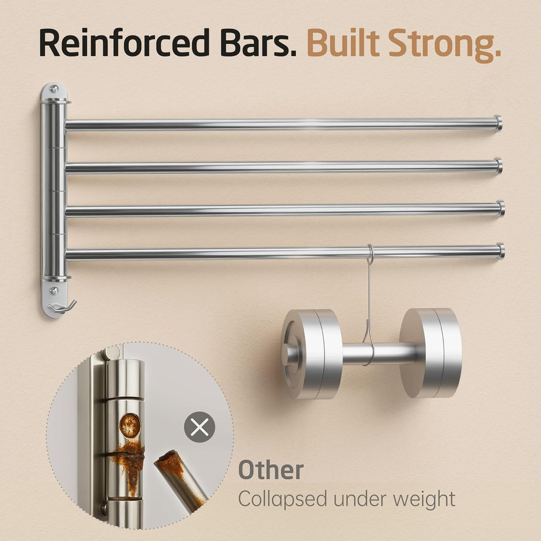 KES Handtuchhalter Schwenkbar Badetuchhalter 4 Armig Handtuchstange Edelstahl 18/8 Handtuch Halterun