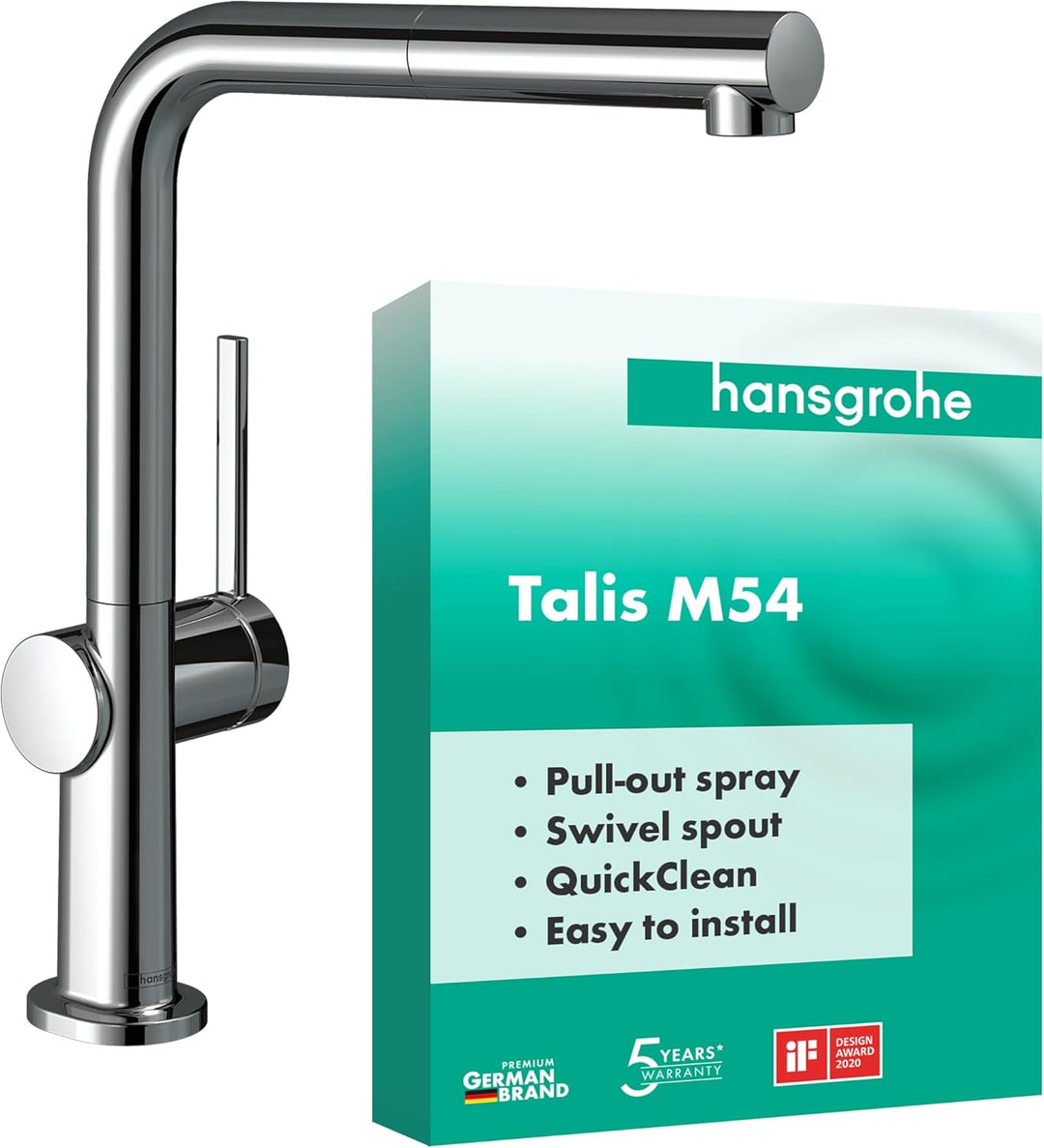 hansgrohe Talis M54 - Küchenarmatur mit Brause ausziehbar, 1 Stahlart, Wasserhahn Küche mit Auslaufh