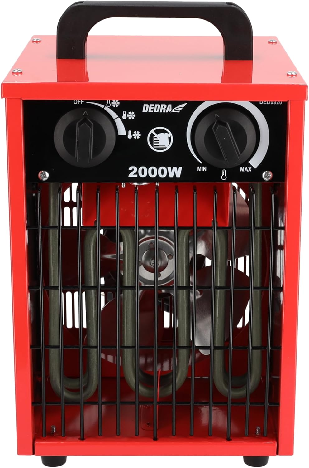 DEDRA Elektrische Heizlüfte – 1000W / 2000W, Thermostat, Überhitzungsschutz, 3 Betriebsmodi, Tempera