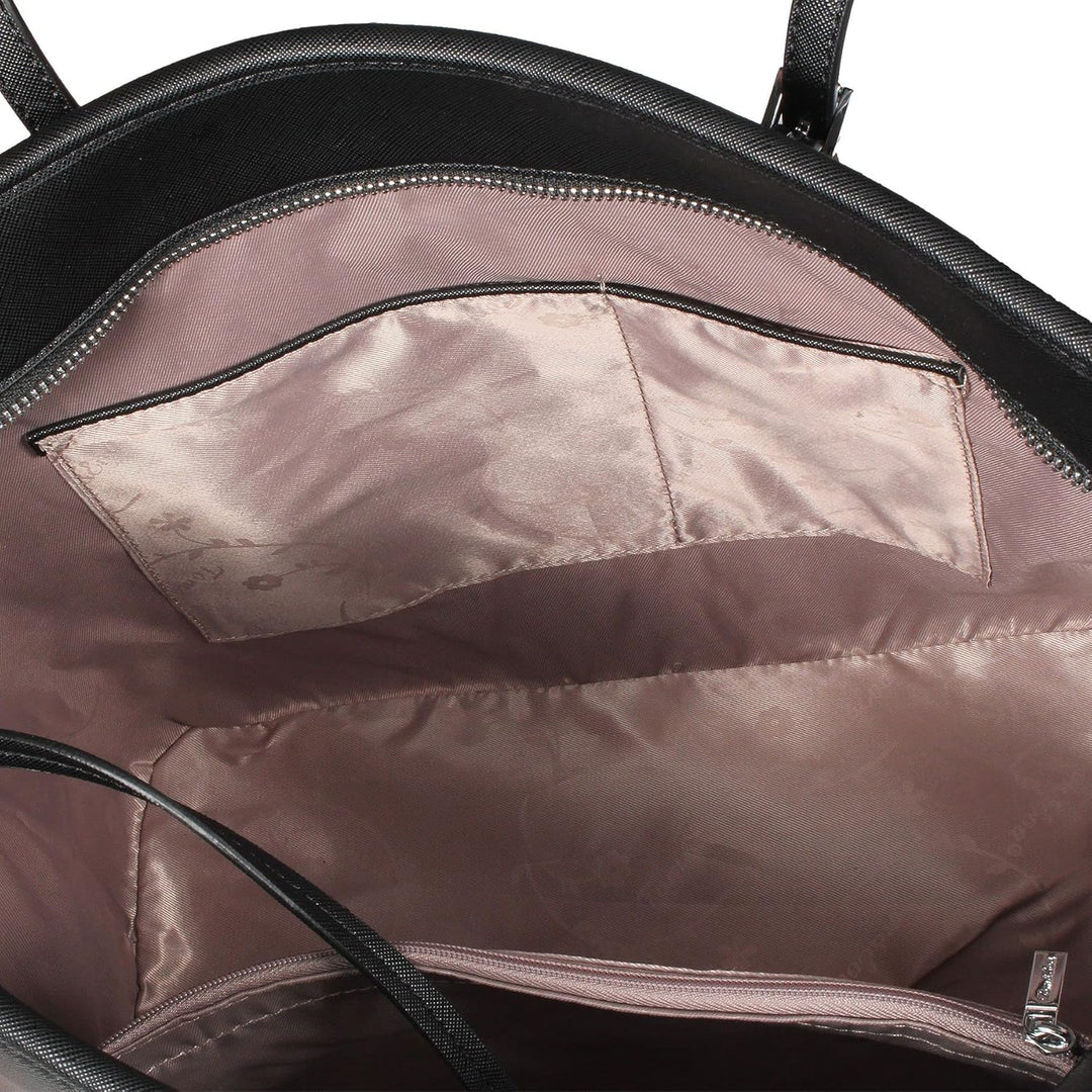Tom & Eva TE-Jet Set Tasche Damen Shopper Schultertasche Schwarz Gross Kunstleder Saffiano-Prägung H